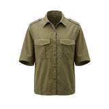 Mr&Mrs Italy Green Cotton Women Shirt - Military-Inspired Chic