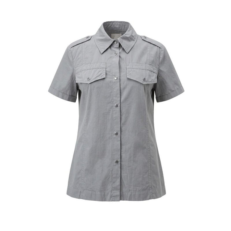 Mr&Mrs Italy Grey Cotton Women Shirt - Sophisticated Style