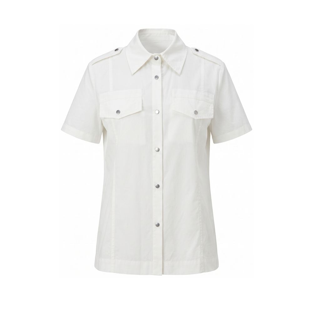 Mr&Mrs Italy White Cotton Women Shirt - Elegant Short-Sleeved Design