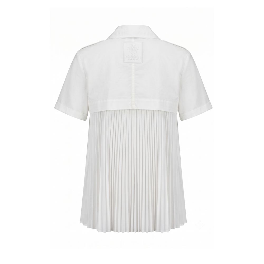 Mr&Mrs Italy White Cotton Women Shirt - Elegant Short-Sleeved Design