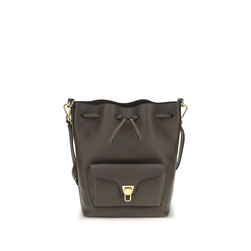 Coccinelle Brown Calf Leather Bos Taurus Bucket Bag