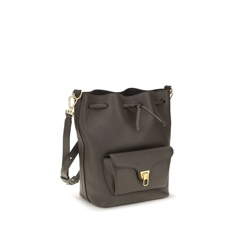Coccinelle Brown Calf Leather Bos Taurus Bucket Bag