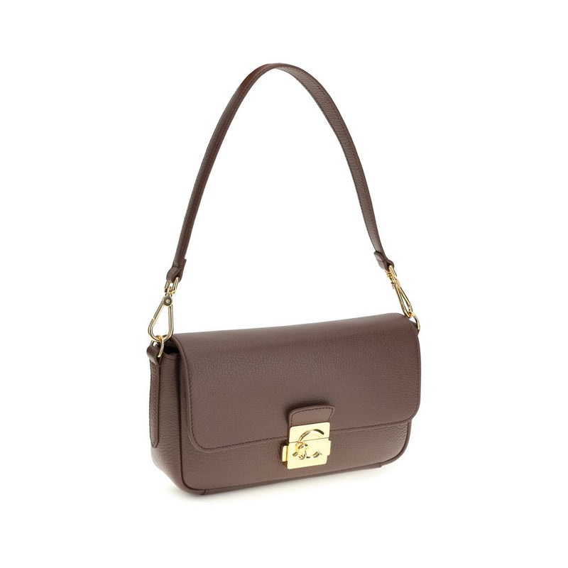 Coccinelle C-Me Lock Brown Calf Leather Shoulder Bag