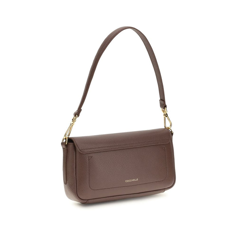 Coccinelle C-Me Lock Brown Calf Leather Shoulder Bag