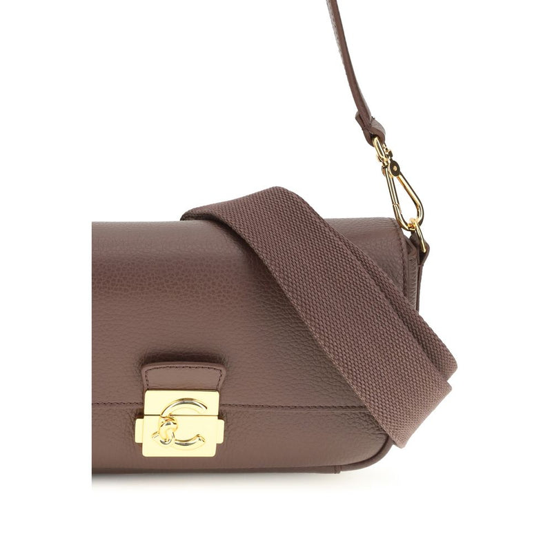 Coccinelle C-Me Lock Brown Calf Leather Shoulder Bag