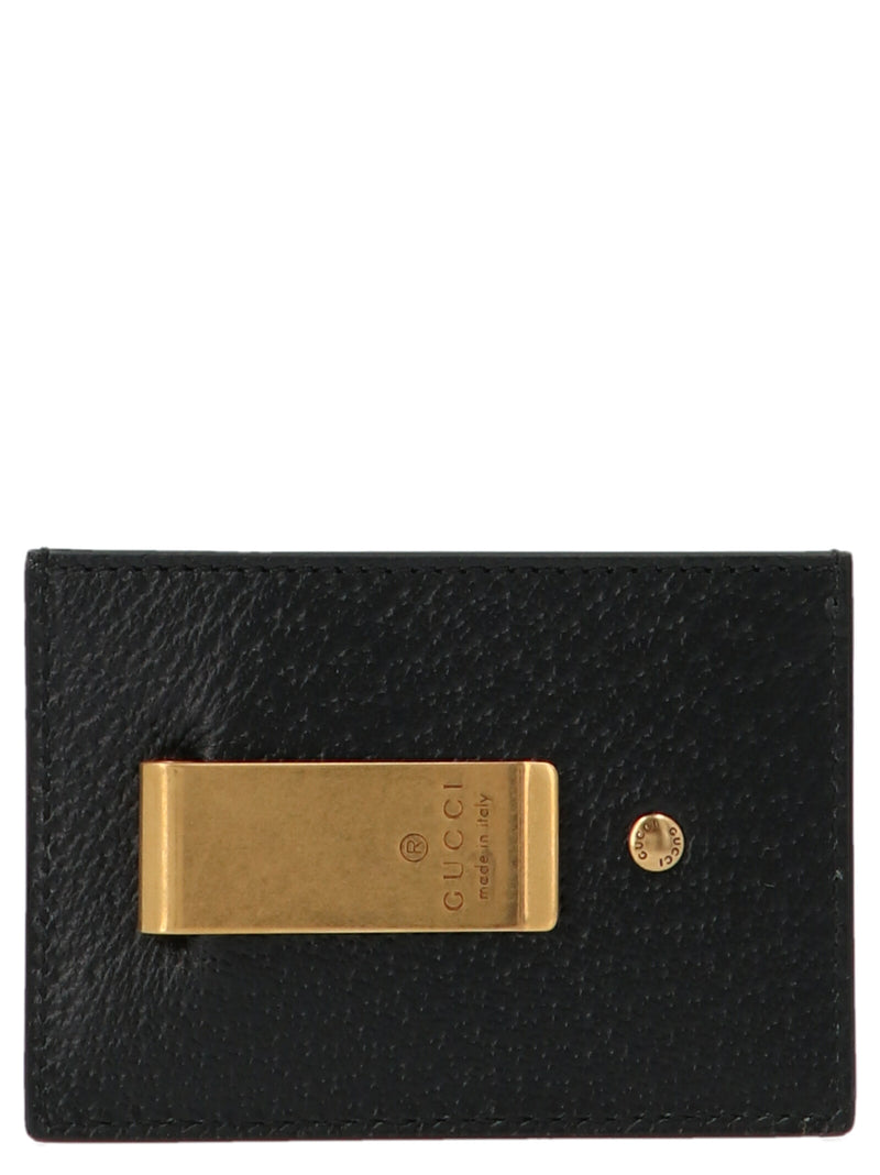 Porte-cartes Gucci en cuir de veau noir