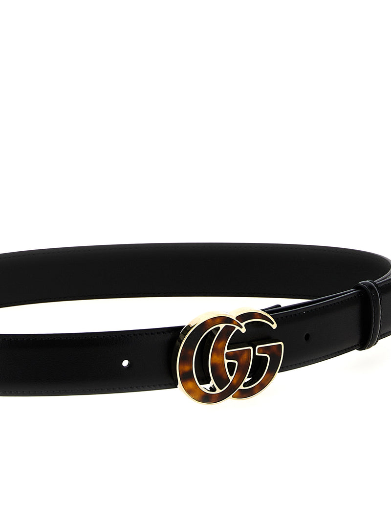 Gucci Black Calfskin GG Marmont Regular Belt