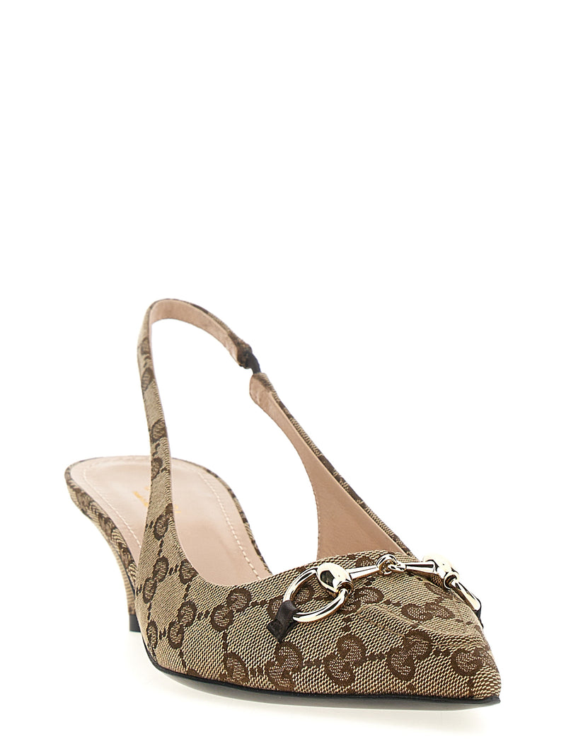 Escarpins mi-hauts Gucci en polyester beige
