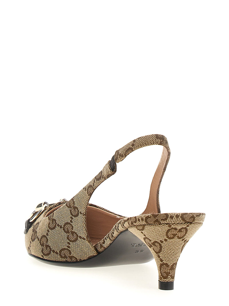 Escarpins mi-hauts Gucci en polyester beige