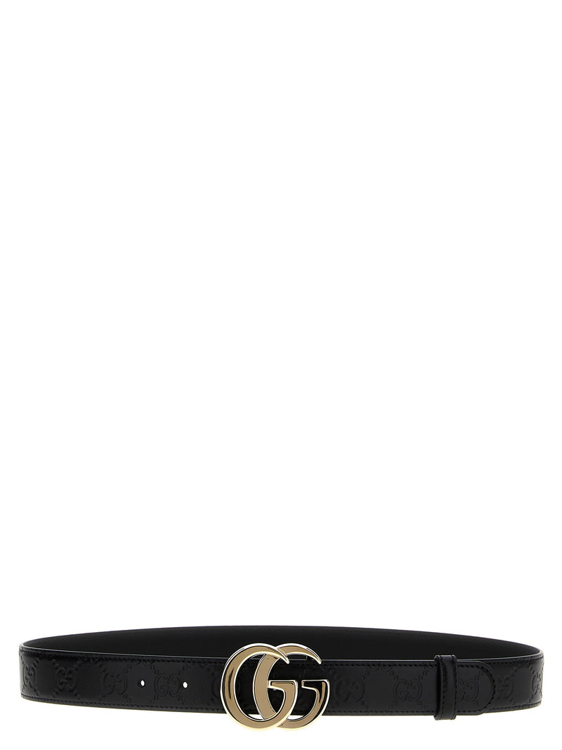 Gucci Black Calfskin GG Milano Regular Belt
