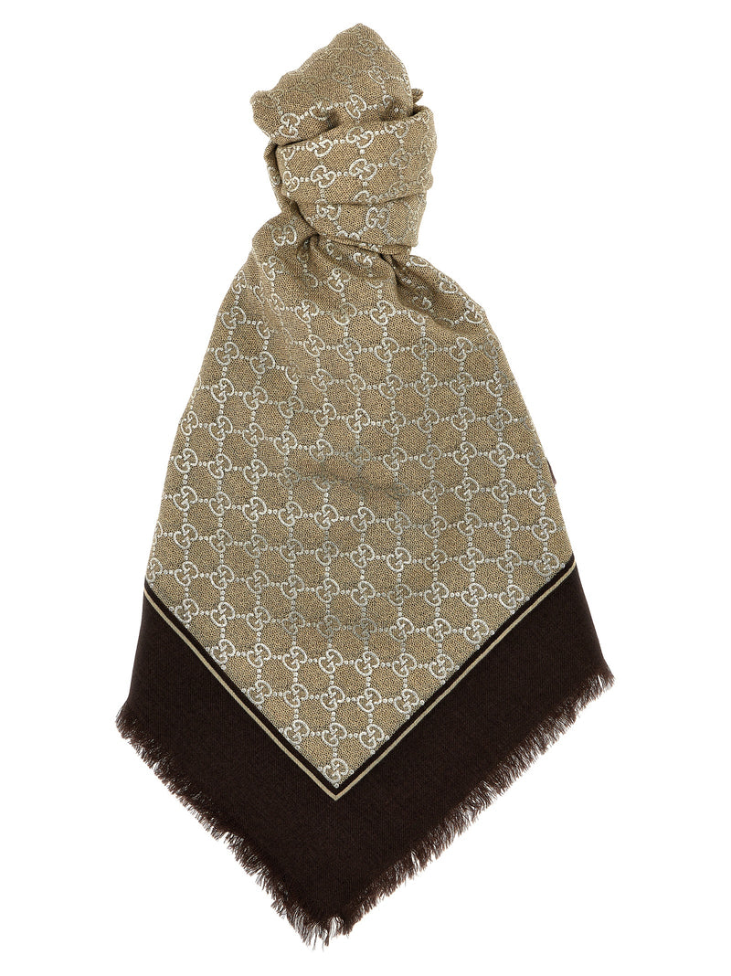 Gucci Multicolor GG Lamé Jacquard Wool Scarf