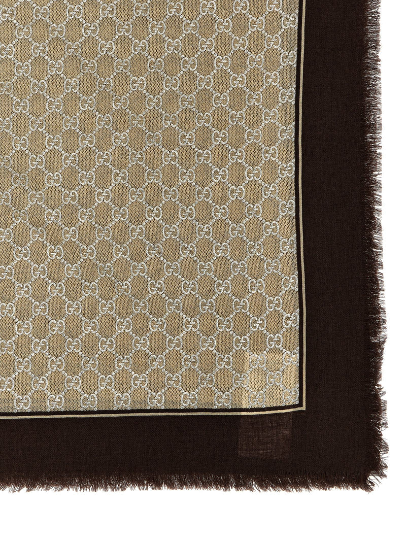 Gucci Multicolor GG Lamé Jacquard Wool Scarf