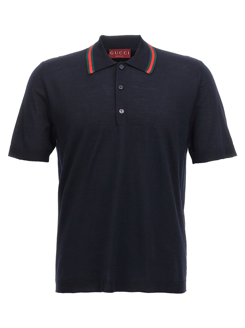 Gucci Blue Wool Polo Shirt - Luxury Men's Fashion