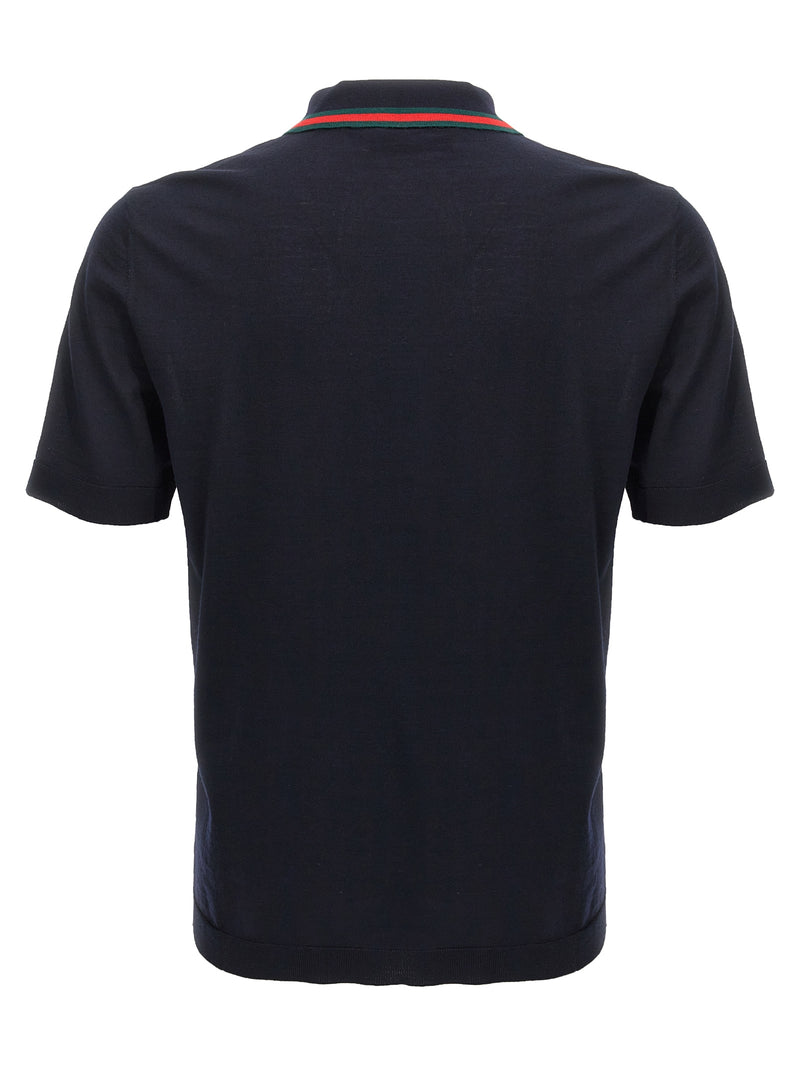 Gucci Blue Wool Polo Shirt - Luxury Men's Fashion