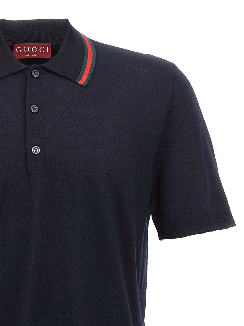 Gucci Blue Wool Polo Shirt - Luxury Men's Fashion