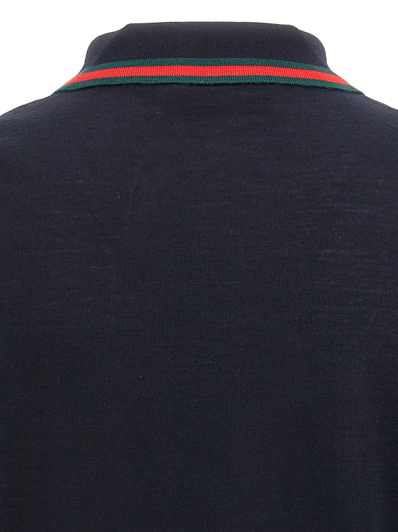 Gucci Blue Wool Polo Shirt - Luxury Men's Fashion