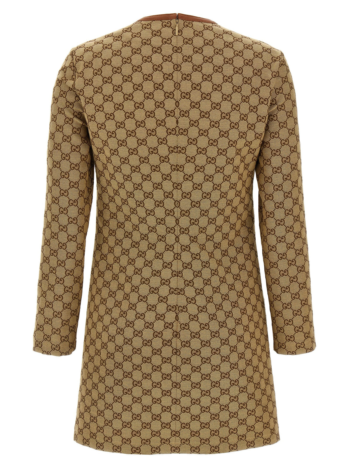 Gucci Beige Cotton Short Dress - Elegant V-Neck Design