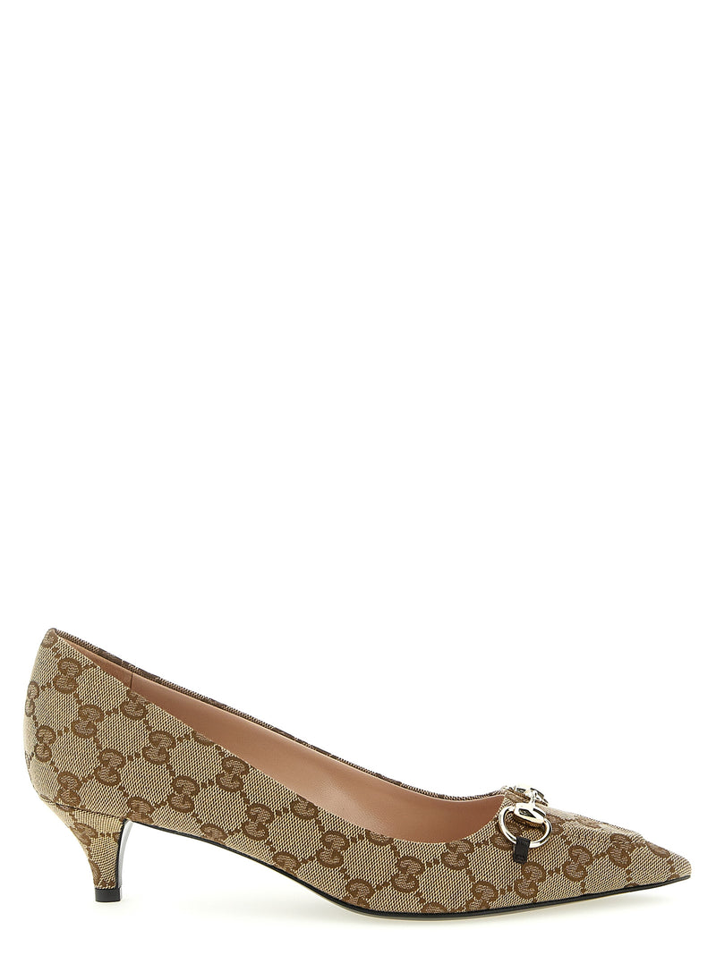 Escarpins mi-hauts Gucci en polyester beige