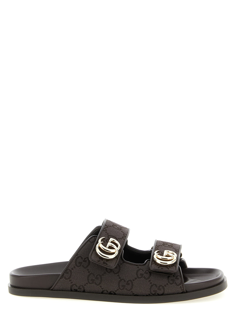 Mules en coton marron Gucci