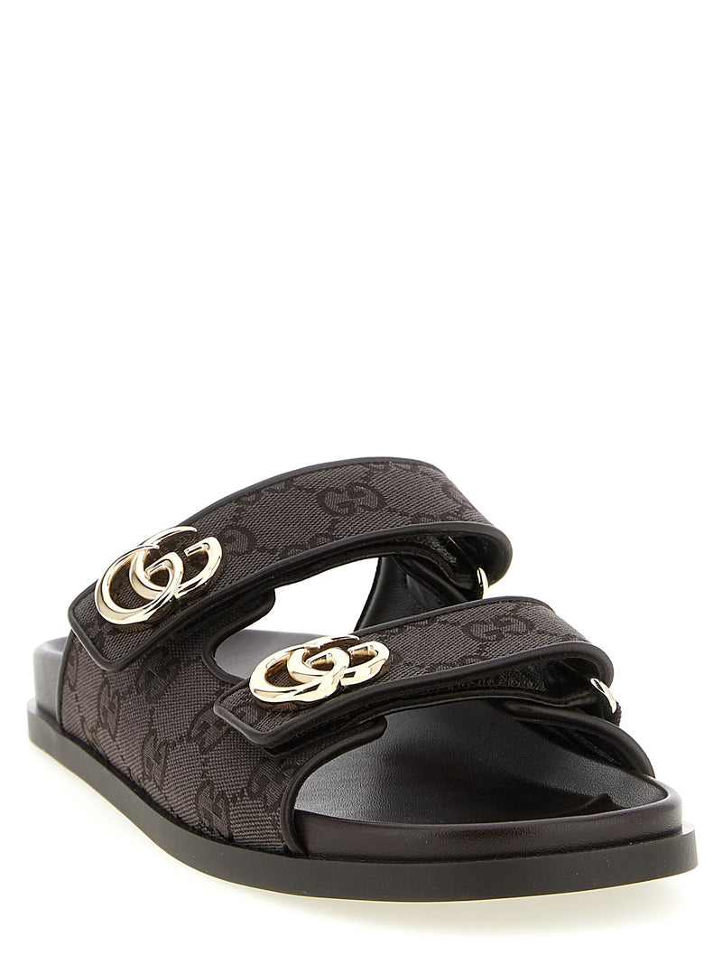 Mules en coton marron Gucci