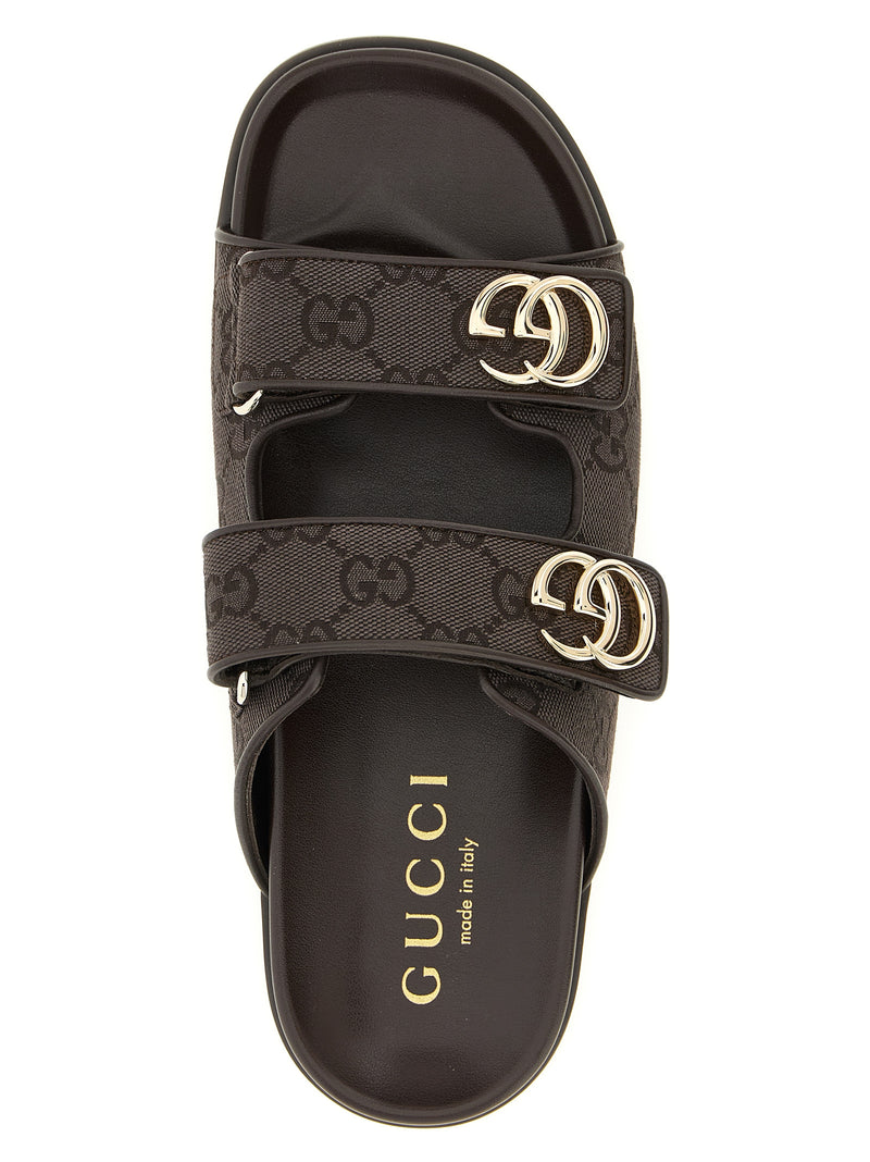 Mules en coton marron Gucci