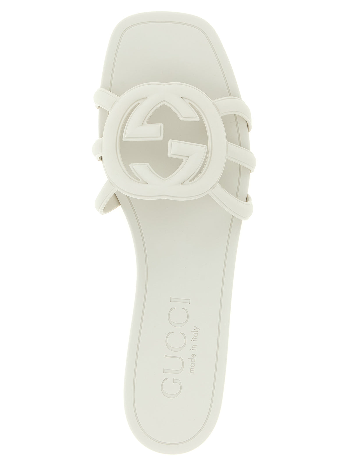 Tongs en caoutchouc grises Gucci