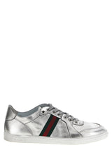 Gucci Silver Lamb Leather Athletic Sneakers - La Famiglia Collection