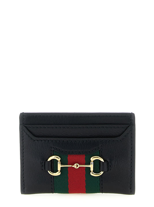 Porte-cartes Gucci en cuir de veau noir