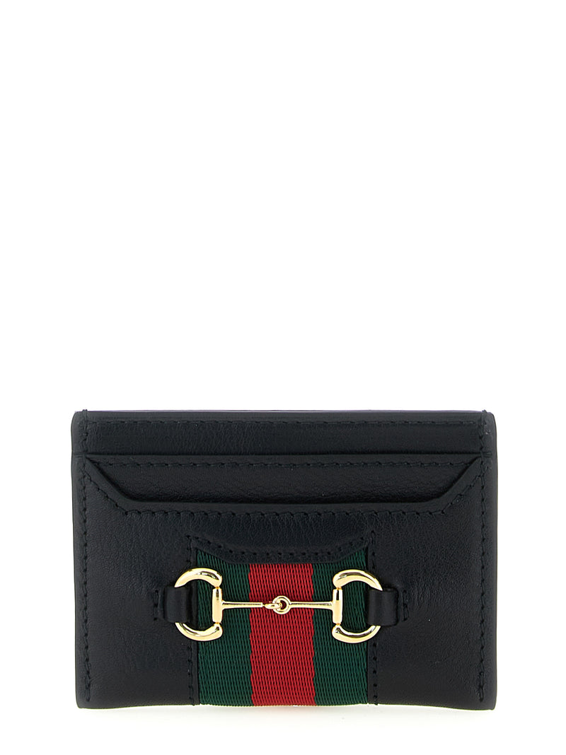 Porte-cartes Gucci en cuir de veau noir