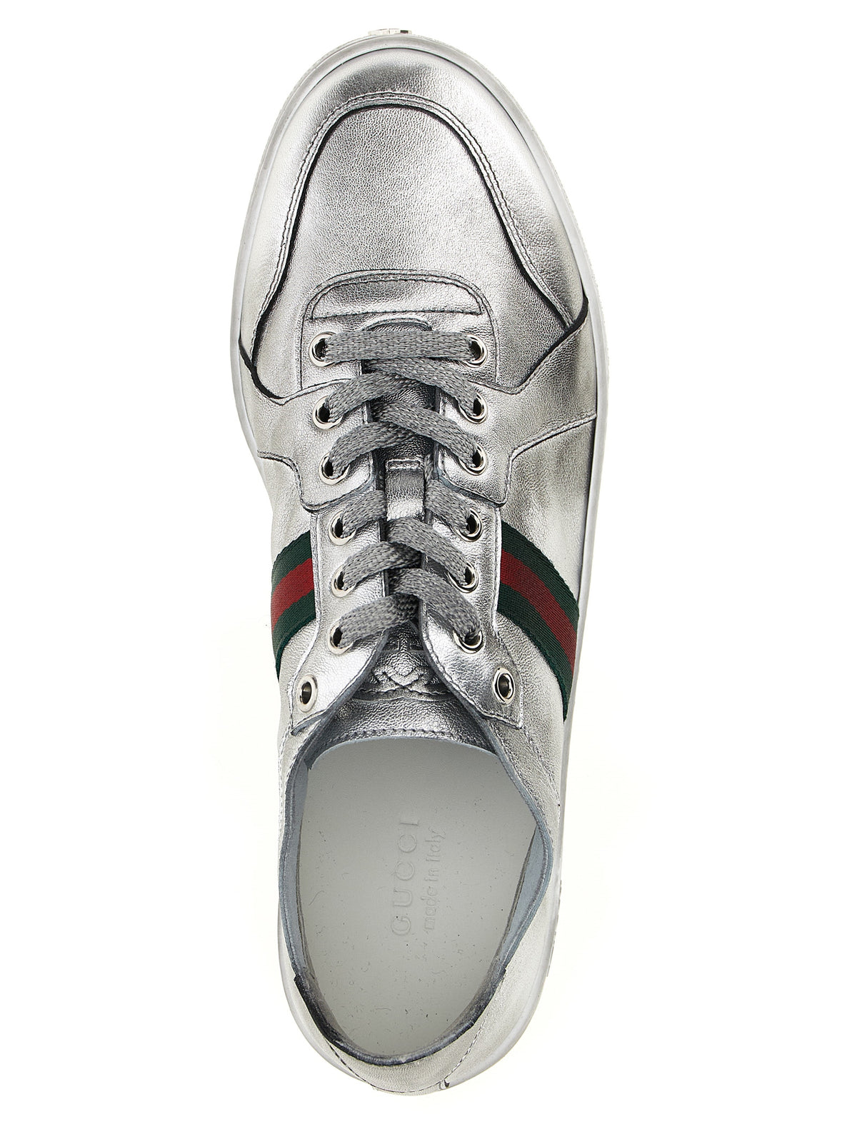 Gucci Silver Lamb Leather Athletic Sneakers - La Famiglia Collection