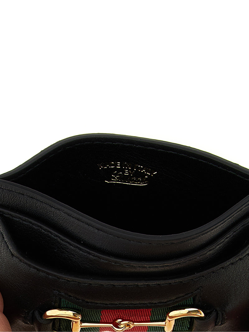 Porte-cartes Gucci en cuir de veau noir
