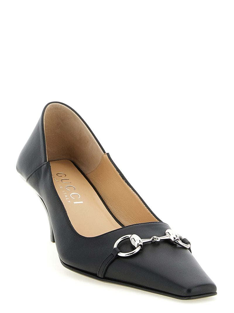 Gucci Black Lamb Leather Mid Heel Pumps