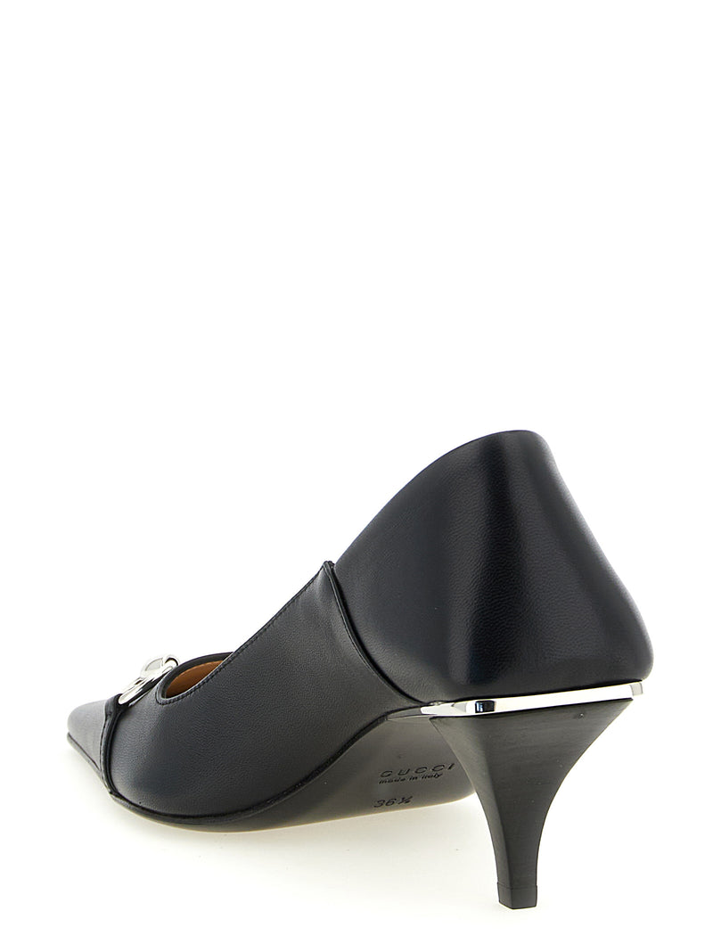 Gucci Black Lamb Leather Mid Heel Pumps