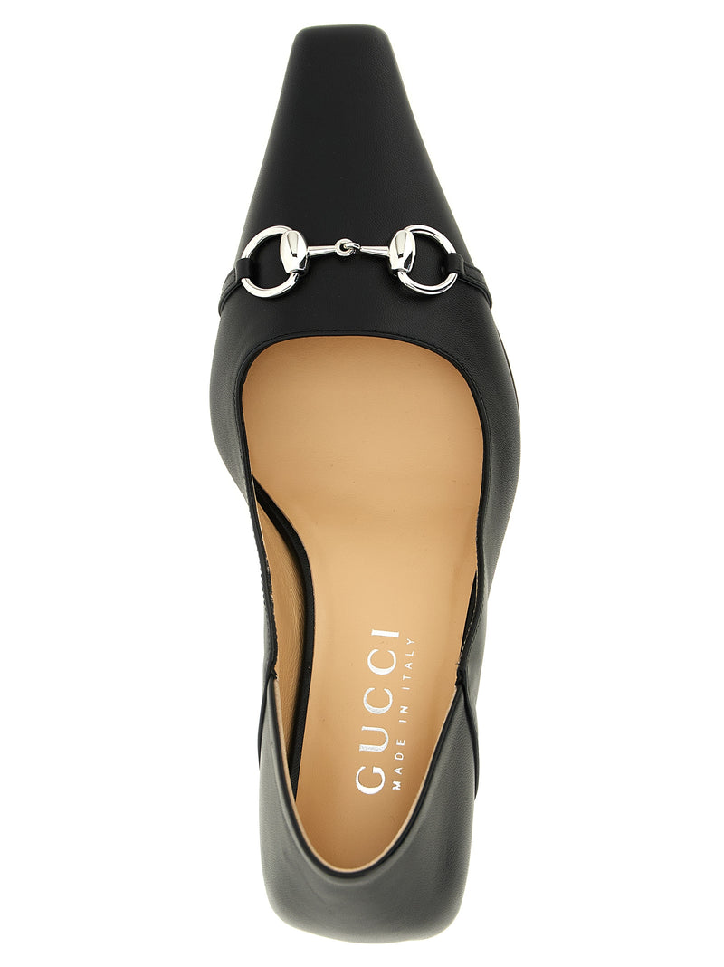 Gucci Black Lamb Leather Mid Heel Pumps