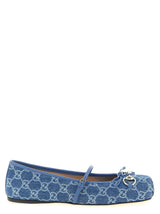 Gucci Blue Cotton GG Denim Ballet Flats for Women