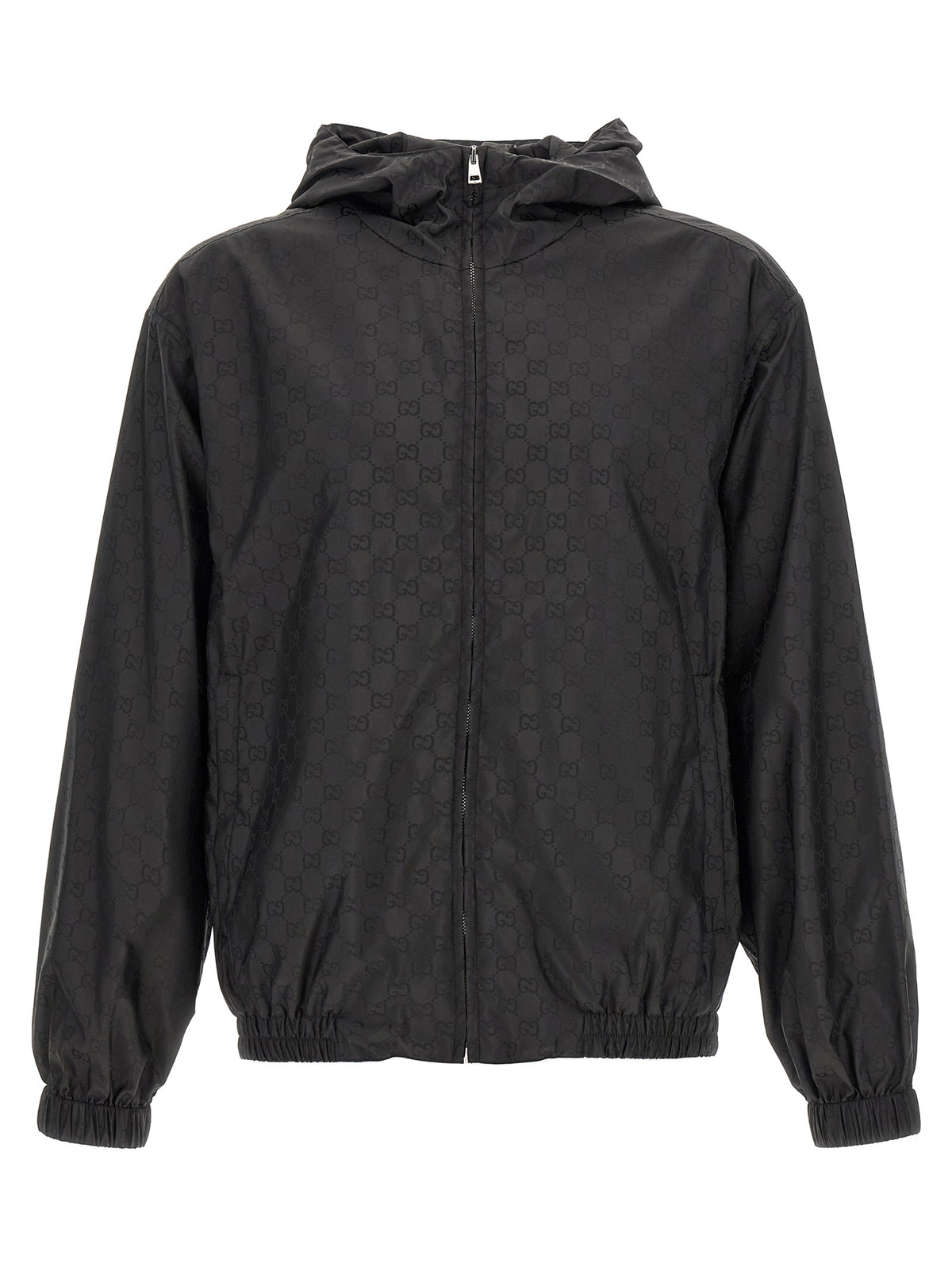 Gucci Black Polyamide Shell Jacket - GG Jacquard Anorak