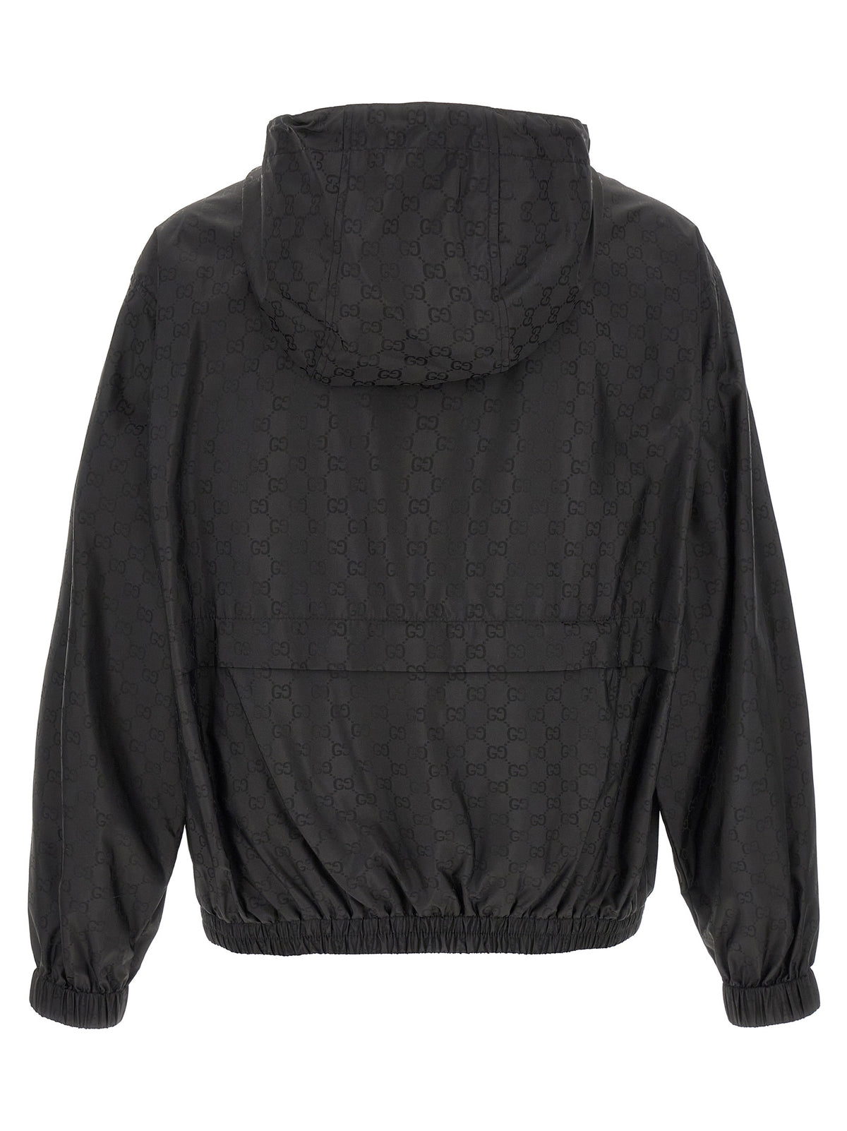 Gucci Black Polyamide Shell Jacket - GG Jacquard Anorak