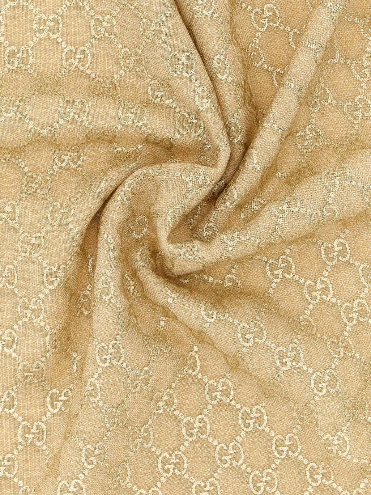 Gucci Beige Wool Scarf - Luxurious GG Lamé Jacquard