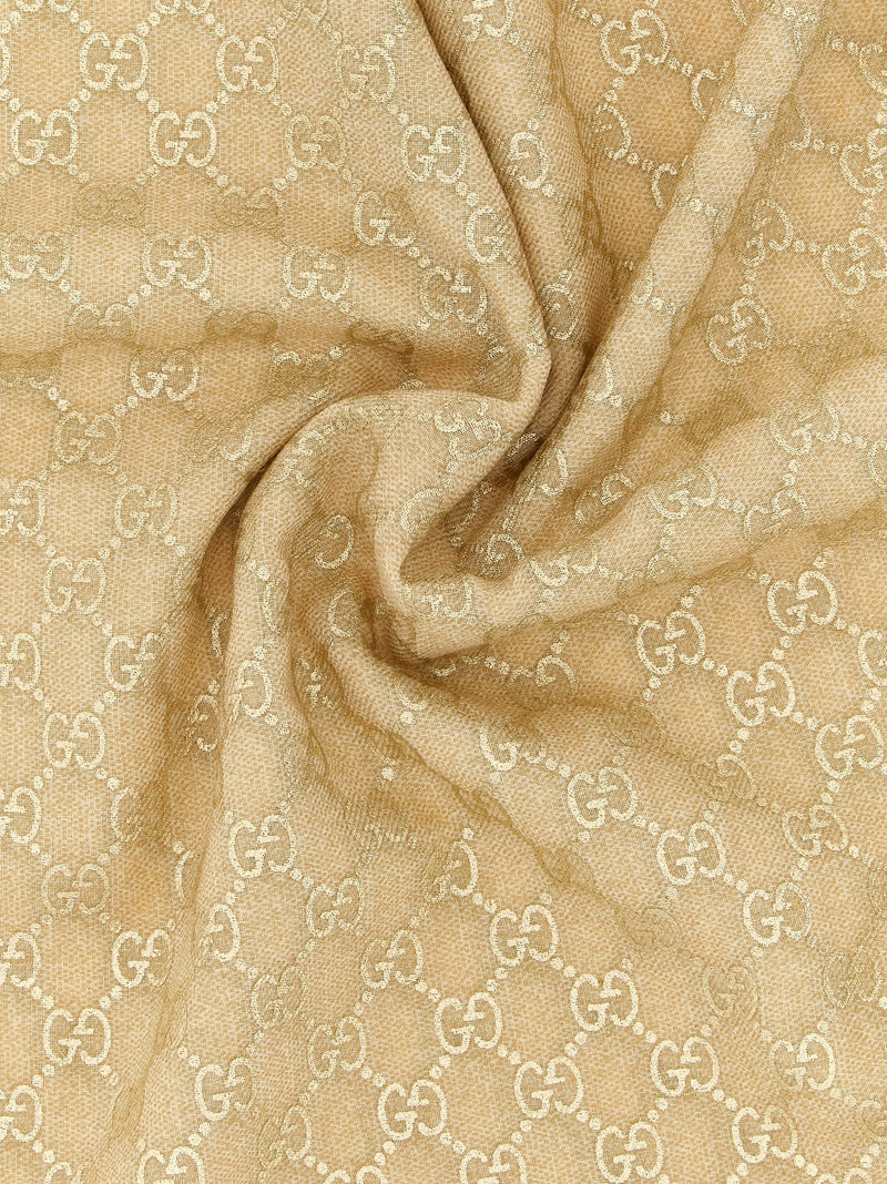 Gucci Beige Wool Scarf - Luxurious GG Lamé Jacquard