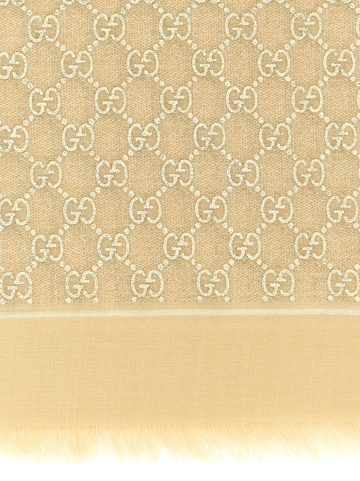 Gucci Beige Wool Scarf - Luxurious GG Lamé Jacquard