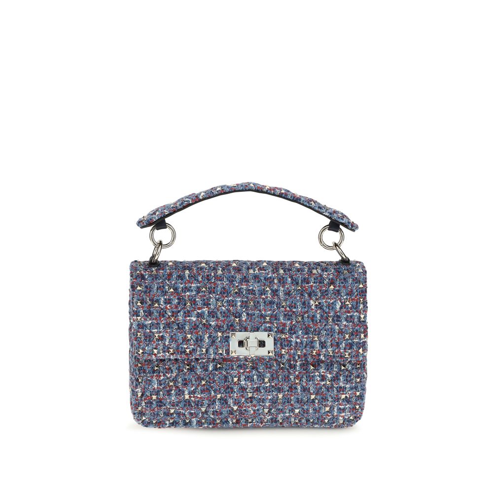 Valentino Garavani Rockstud Spike Tweed Handbag - Blue