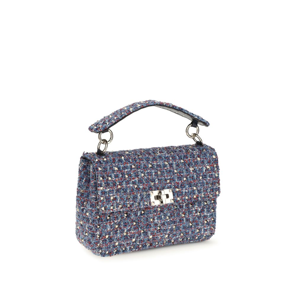 Valentino Garavani Rockstud Spike Tweed Handbag - Blue