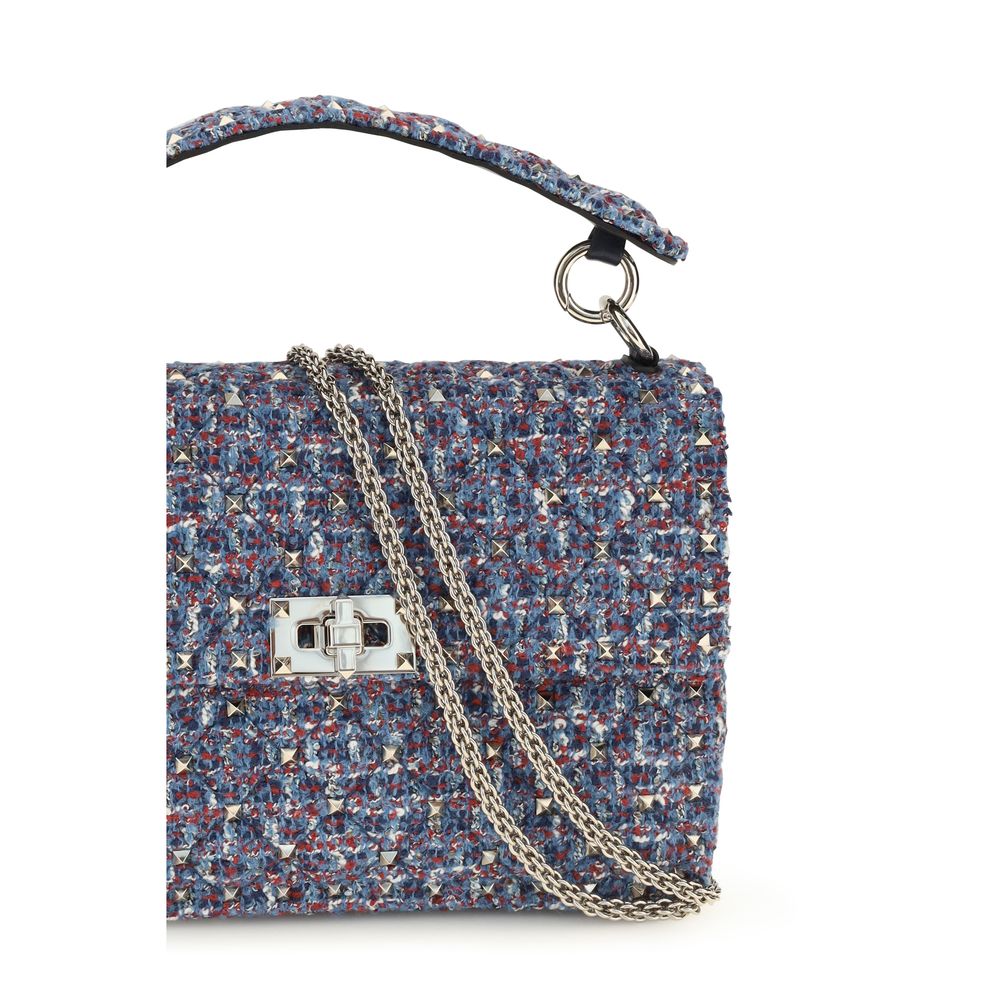 Valentino Garavani Rockstud Spike Tweed Handbag - Blue