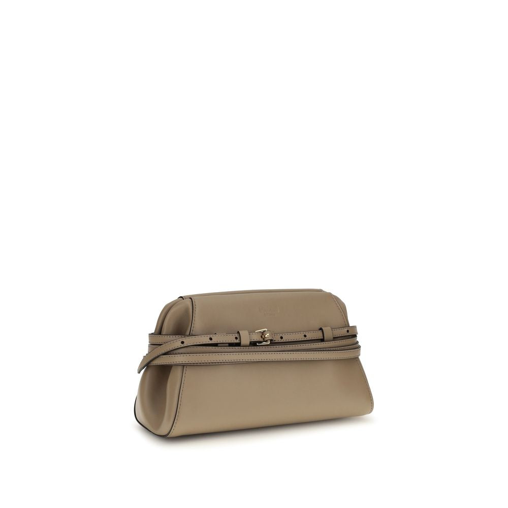 Pochette en peau de chèvre beige Moschino