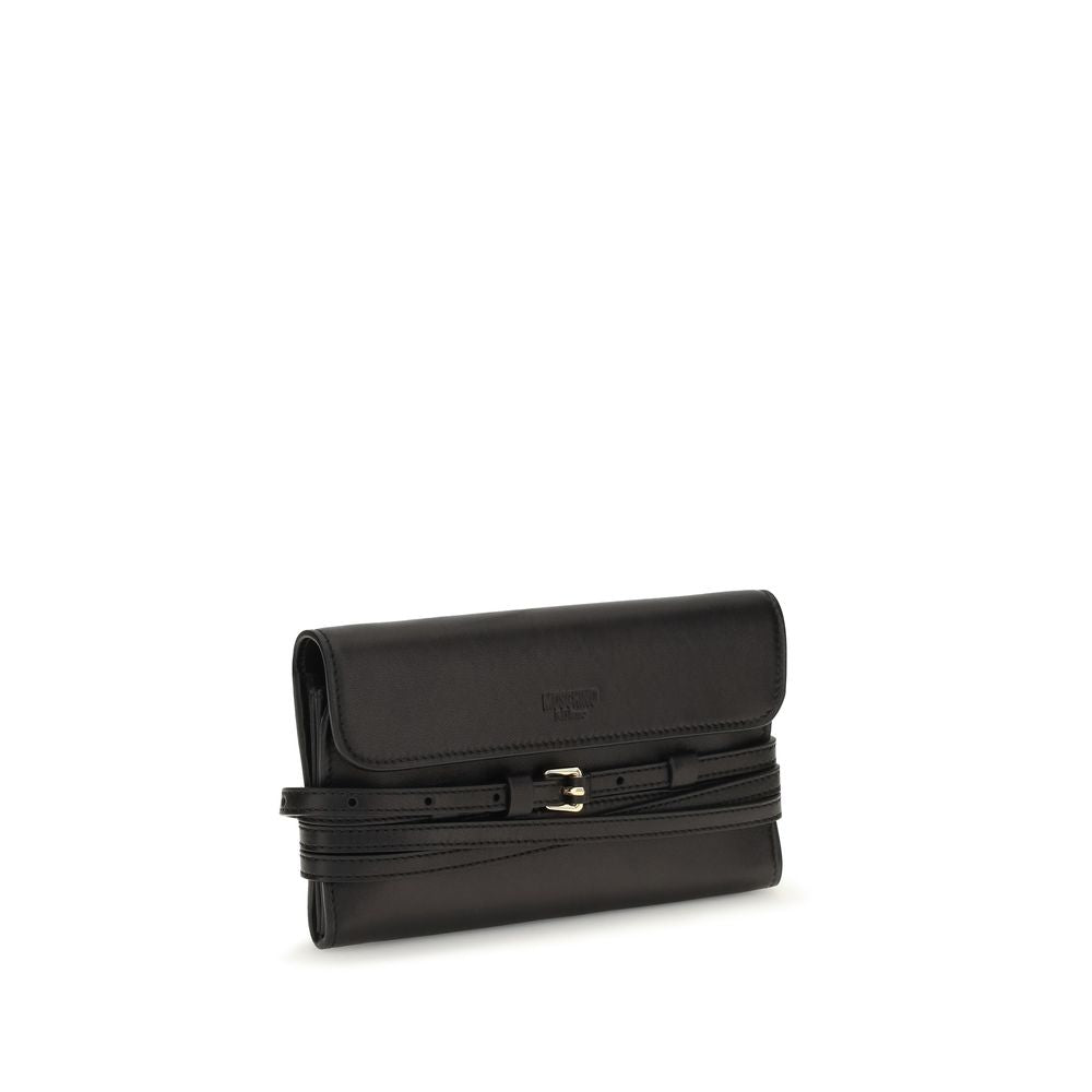 Portefeuille Moschino en cuir de chèvre noir