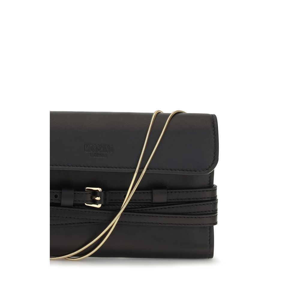 Portefeuille Moschino en cuir de chèvre noir