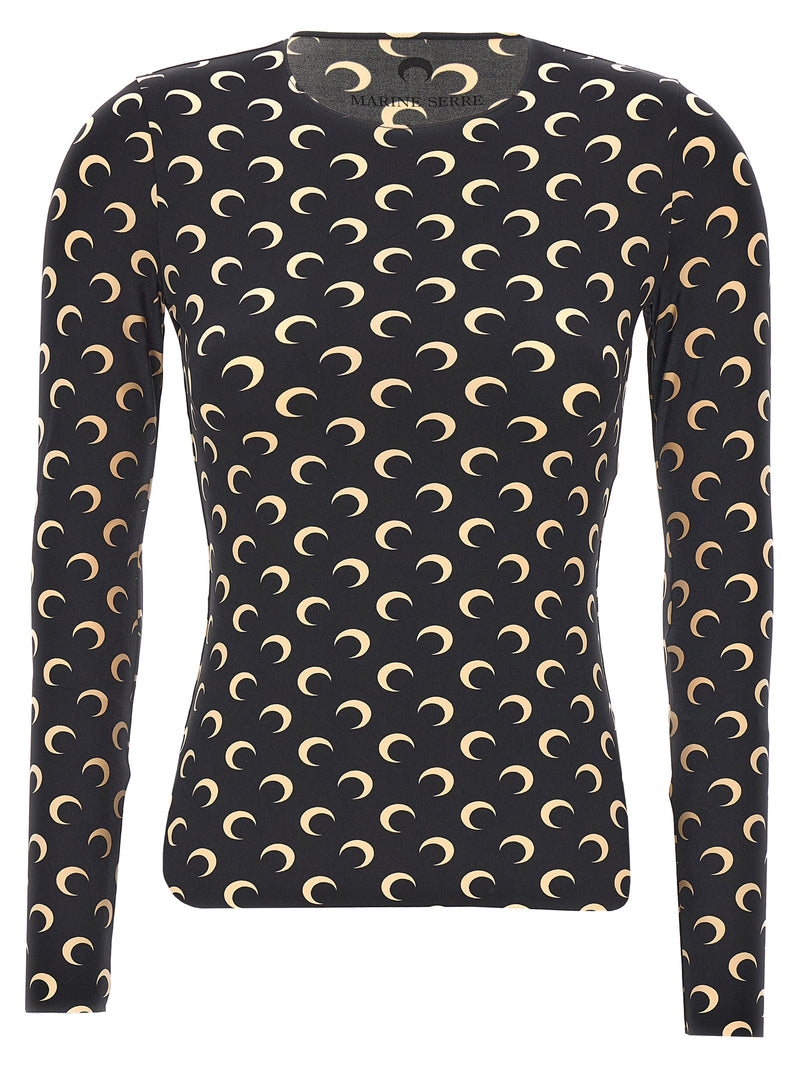 Marine Serre Black Polyamide Long Sleeve T-Shirt