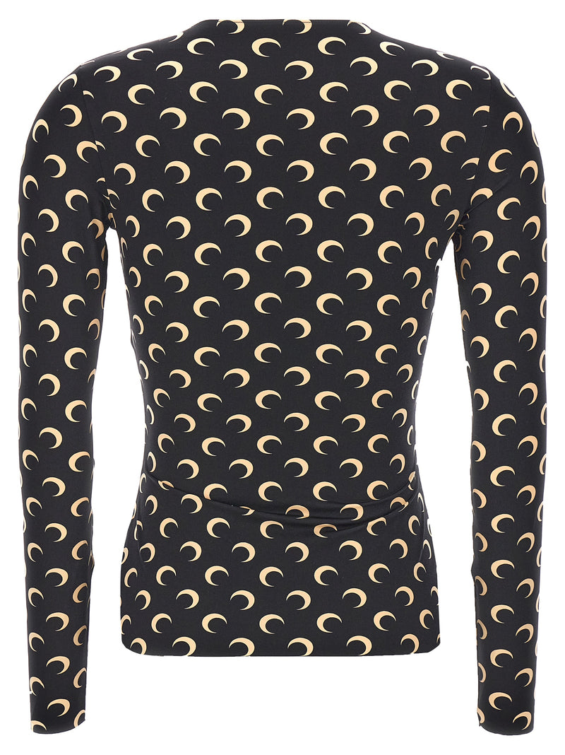 Marine Serre Black Polyamide Long Sleeve T-Shirt