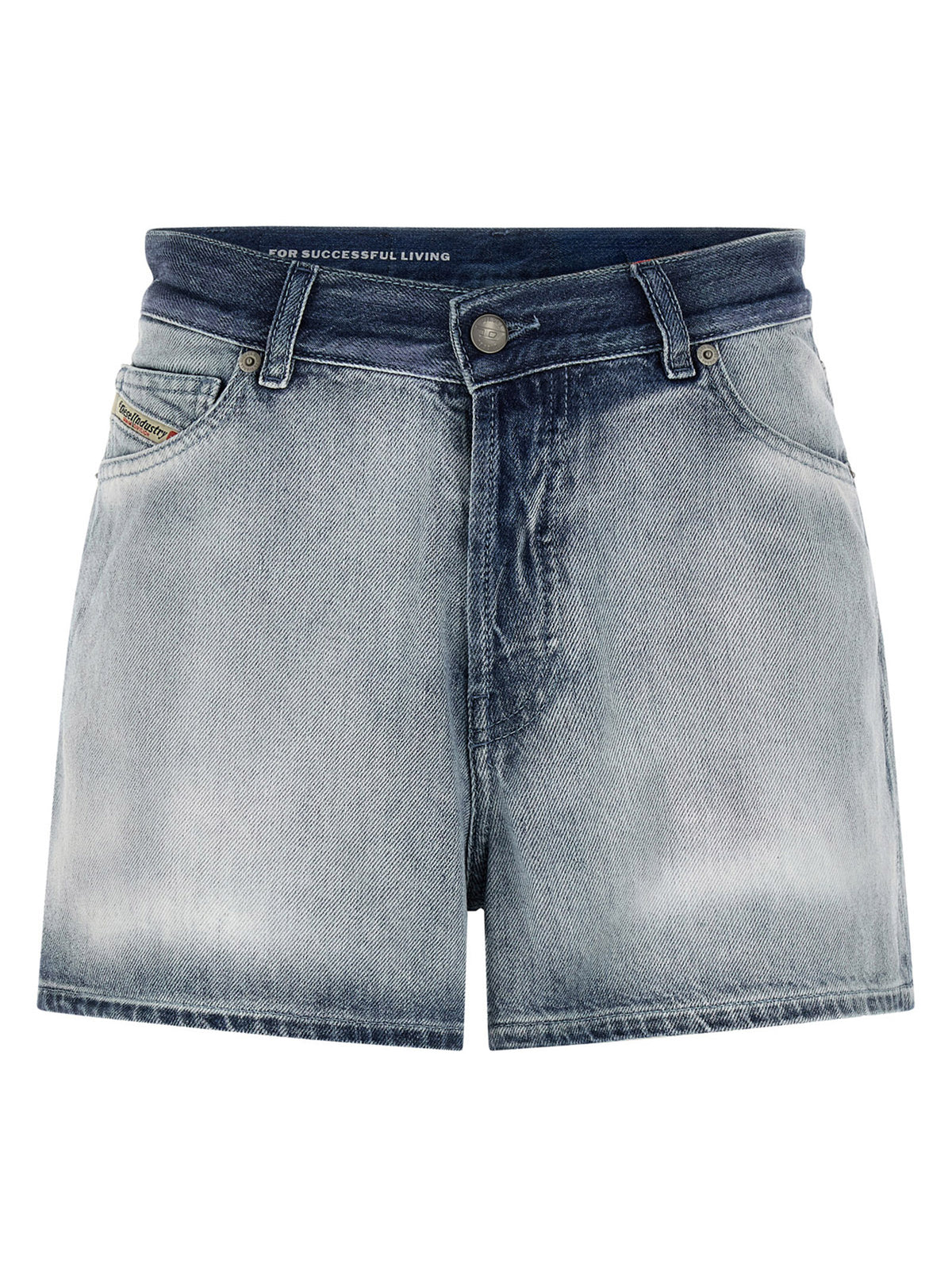 Diesel De-Helios-FSI Blue Cotton Bermuda Shorts for Women