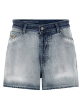 Diesel De-Helios-FSI Blue Cotton Bermuda Shorts for Women